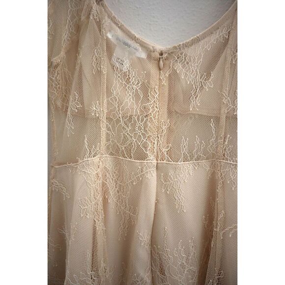 Glamorous x Urban Outfitters Women's Sz 6 Ivory Semi-Sheer Lace L/S Romper - Picture 6 of 13